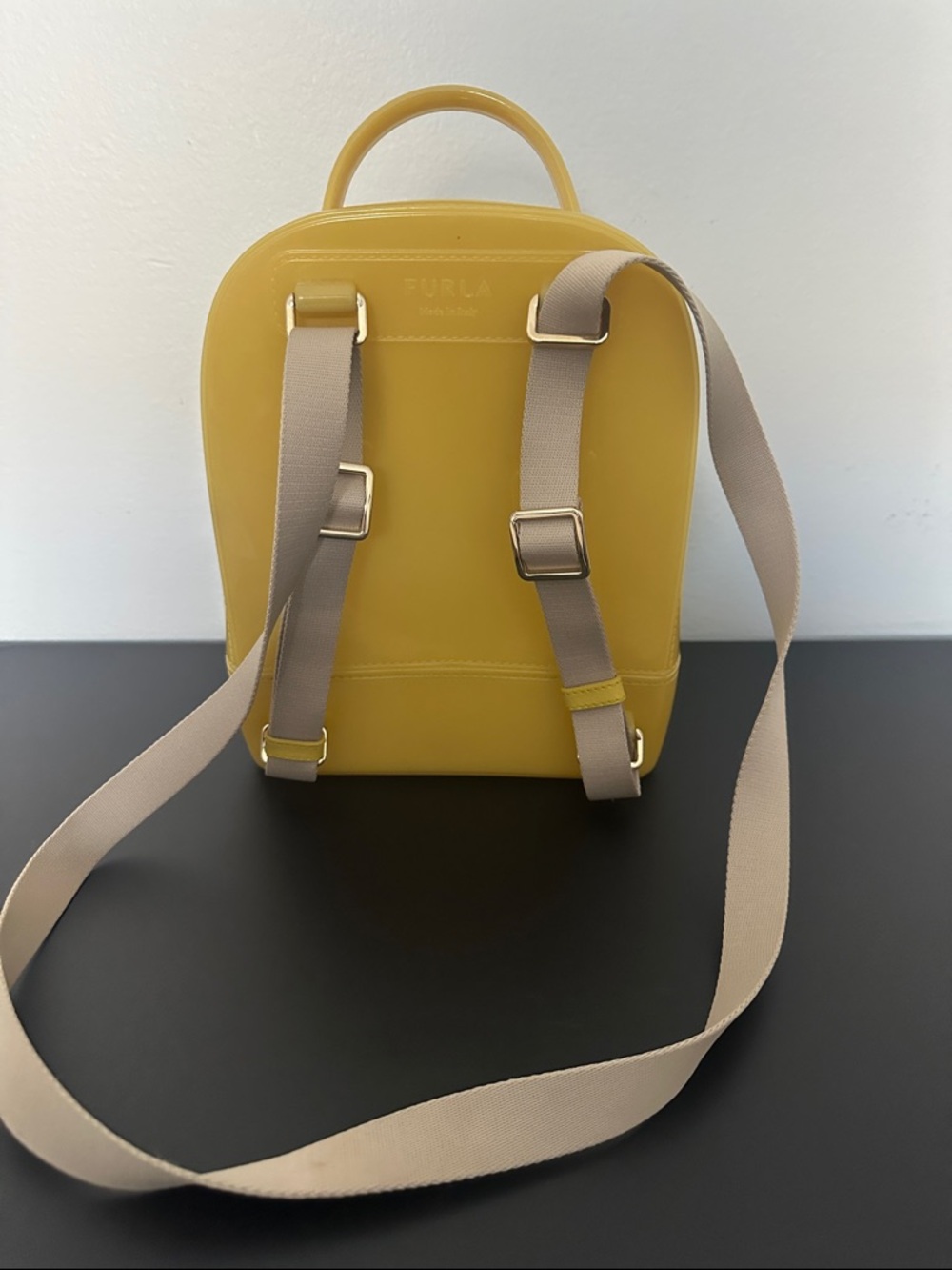 Furla Yellow Jelly Mini Backpack with Floral Studs - Picture 4 of 9
